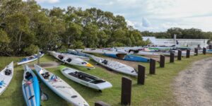 2021 Tingalpa Trot -boats on the grass before the race